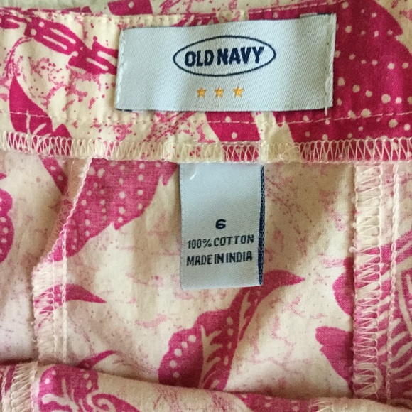 Old Navy Y2K Floral Midi Trumpet Skirt Cotton Pink Brown - Sz 6 - Picture 7 of 8